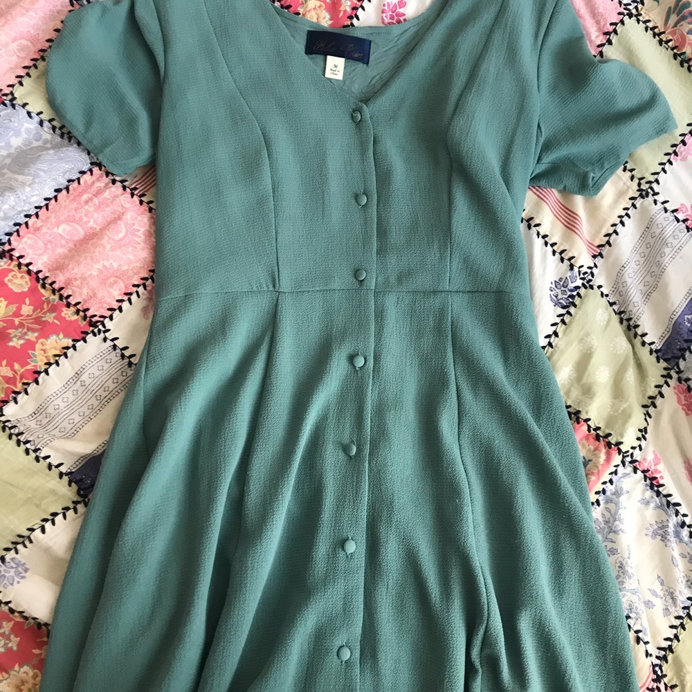 Turquoise Button-Down Dress